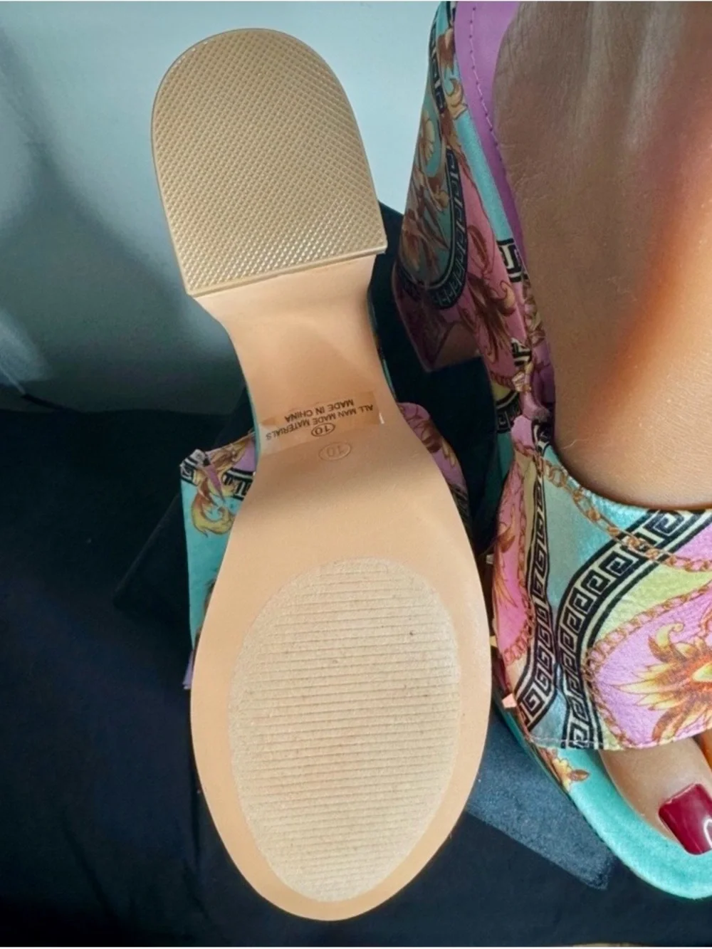 Fashion Nova Platform Heels - Pink & Aqua Baroque Print - Size 10 - Like New!